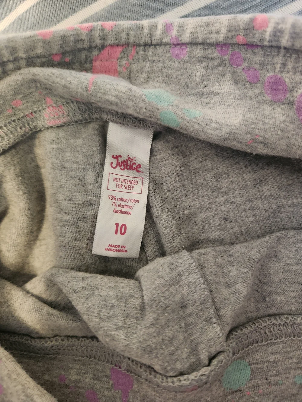 Justice Gray Leggings with Pink & Mint Paint-Splash